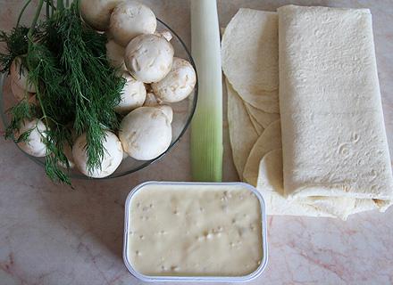 Лаваш со сливочно-грибной начинкой - пошаговый рецепт с фото